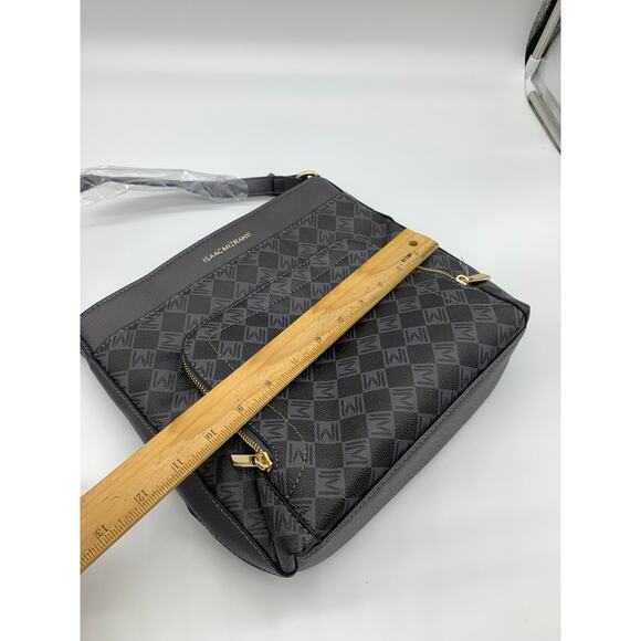 Isaac Mizrahi Live Crossbody Bag Women Multi Pouch Signature Canvas Gray Purse - Picture 6 of 11